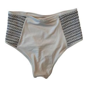 Aerie Swim High Rise Bikini Bottoms Crochet Side Panels Ivory S P